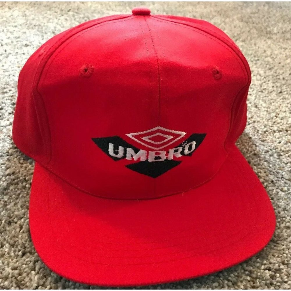 Vintage 90's Deadstock Umbro Soccer Red Adjustable Snapback Hat Cap OSFA Nylon